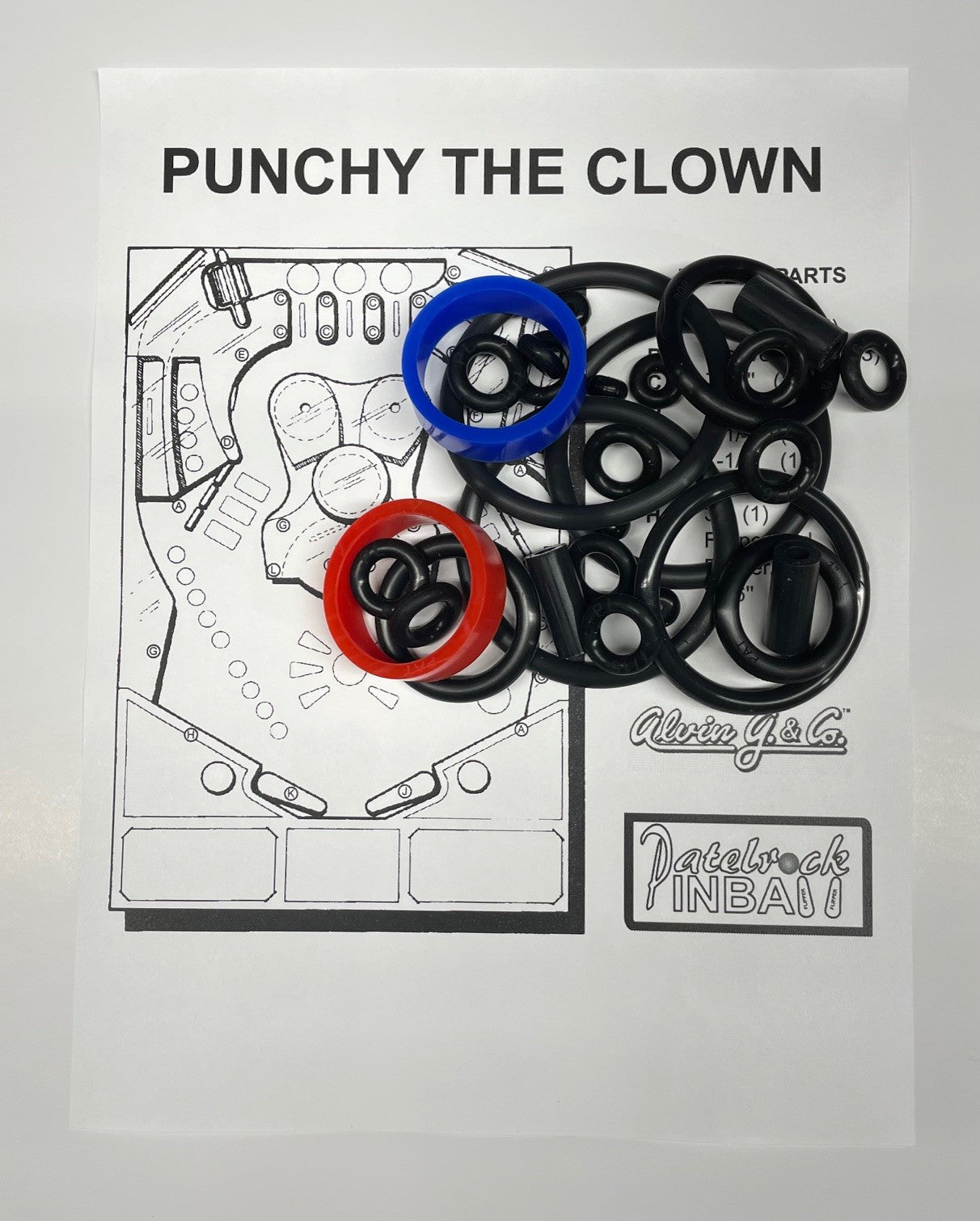 Alvin G.&CO. Punchy The Clown Pinball Machine Rubber Ring Kit