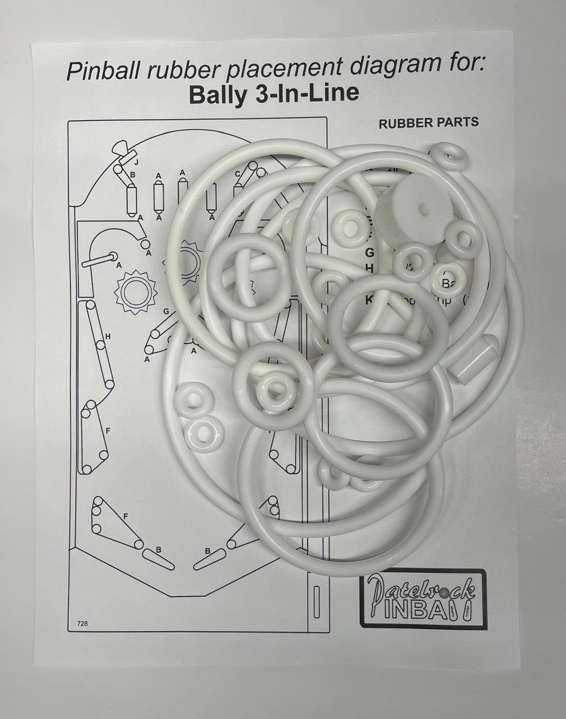 Bally 3-In-Line Pinball Machine Rubber Ring Kit