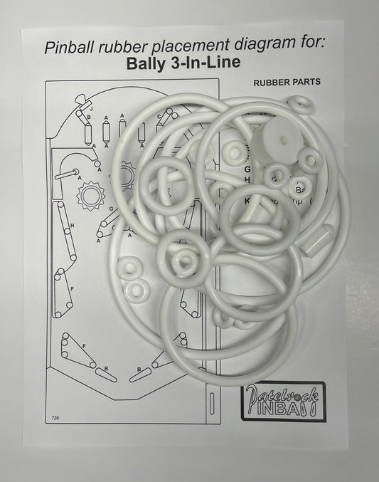 Bally 3-In-Line Pinball Machine Rubber Ring Kit