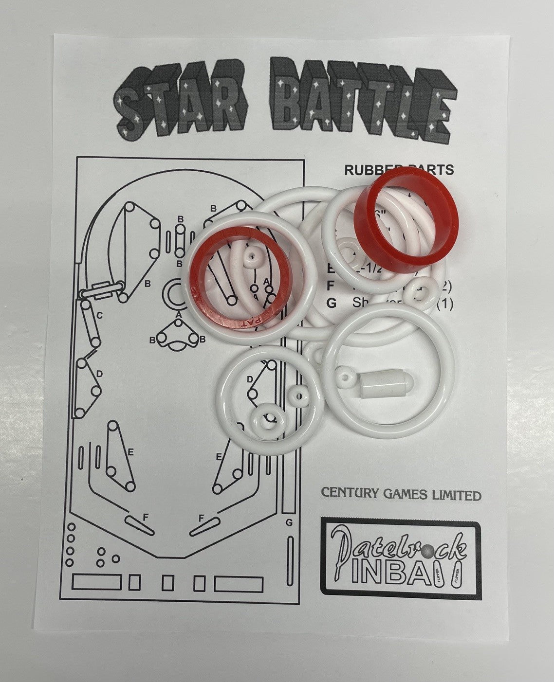 Century Games Limited Star Battle Pinball Machine Rubber Ring Kit