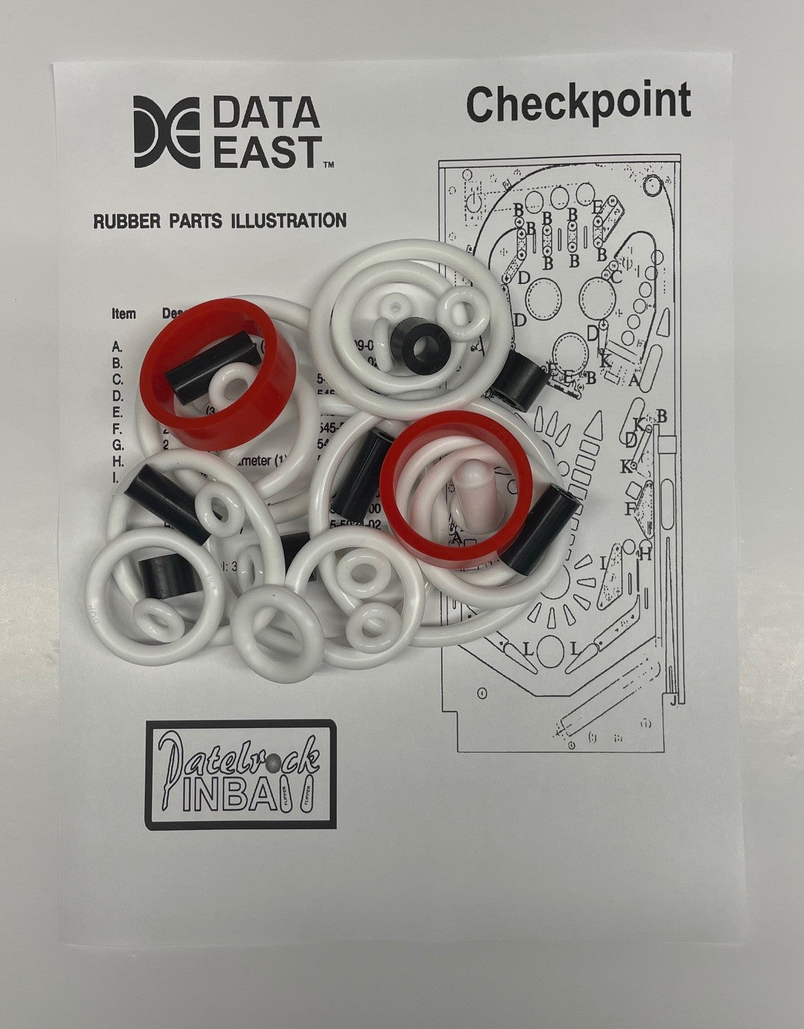 Data East Checkpoint Pinball Machine Rubber Ring Kit