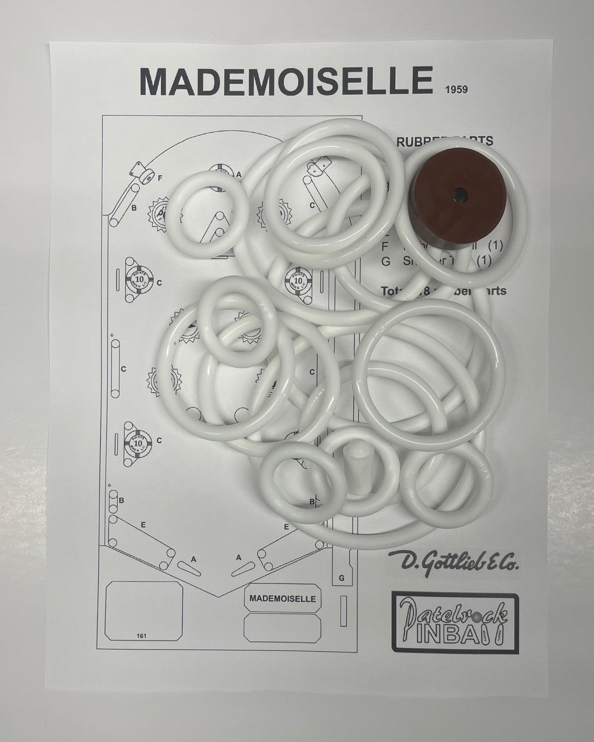 Gottlieb Mademoiselle Pinball Machine Rubber Ring Kit