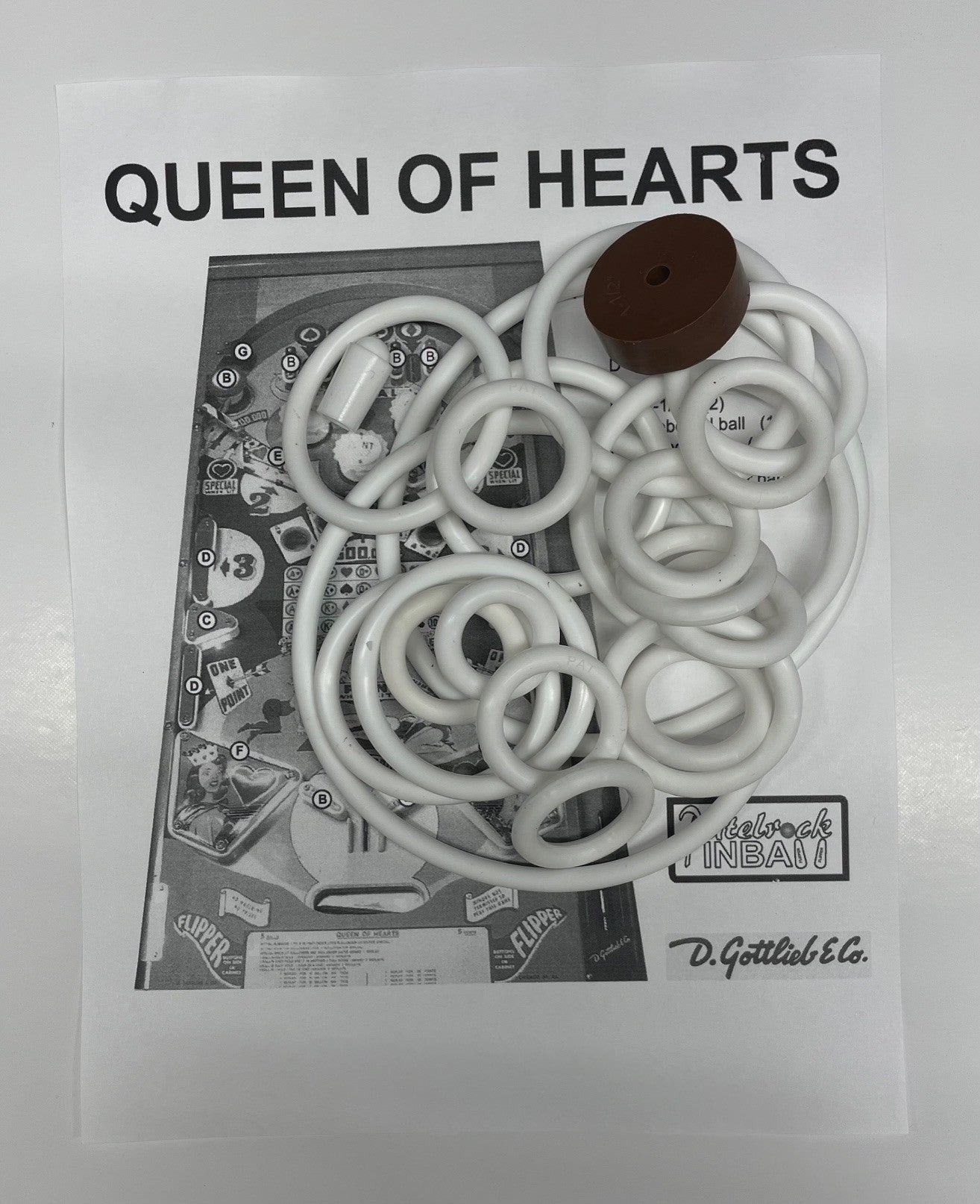 Gottlieb Queen of Hearts Pinball Machine Rubber Ring Kit