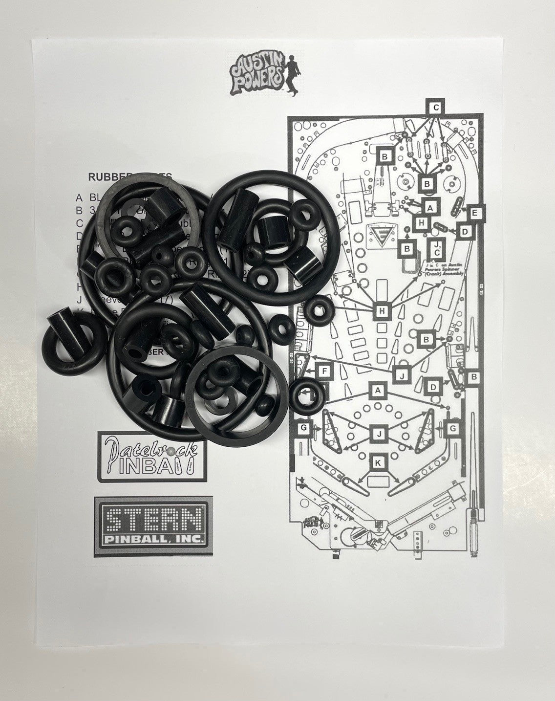 Stern Austin Powers Pinball Machine Rubber Ring Kit