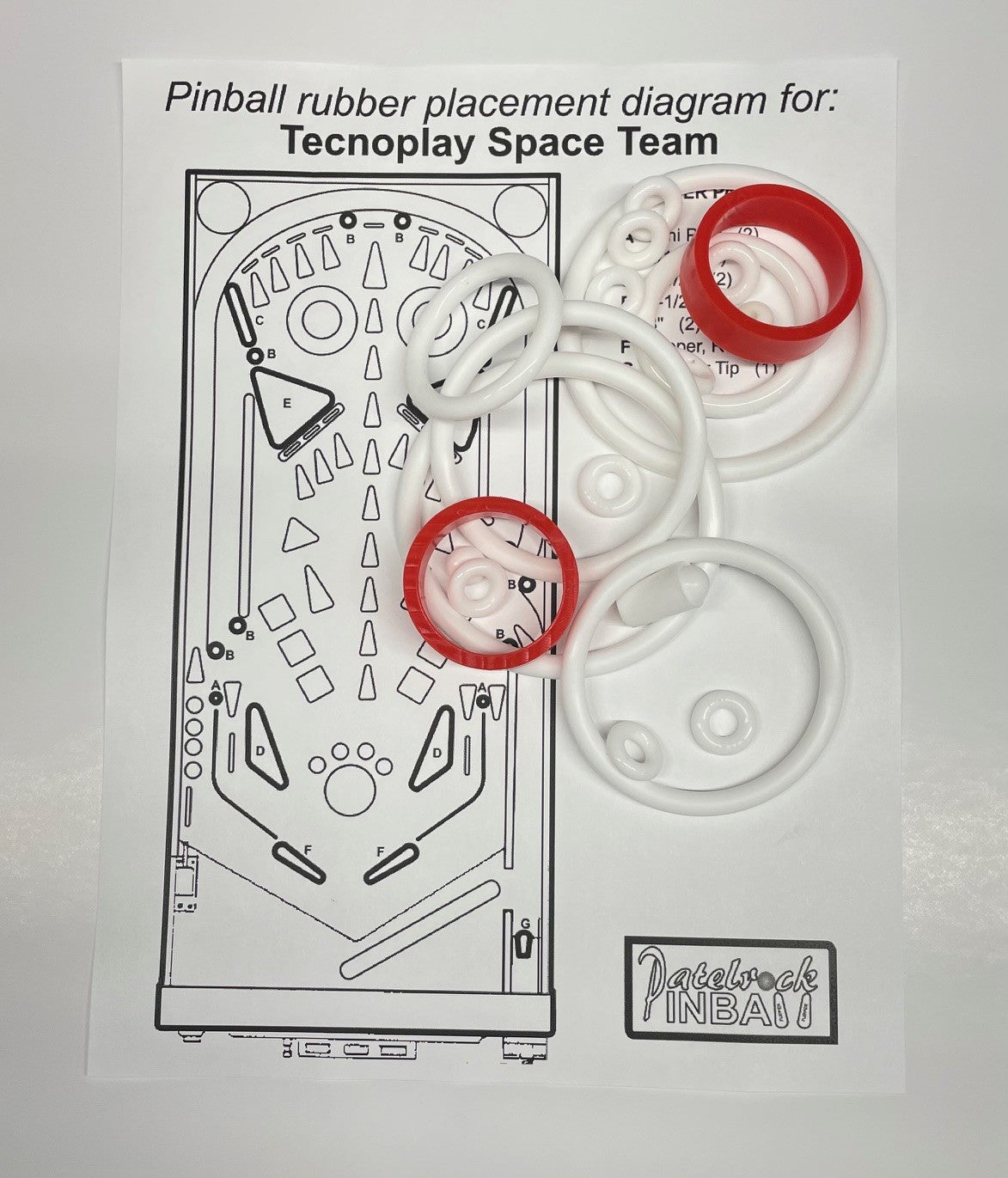 Tecnoplay Hi Ball Space Team Pinball Machine Rubber Ring Kit