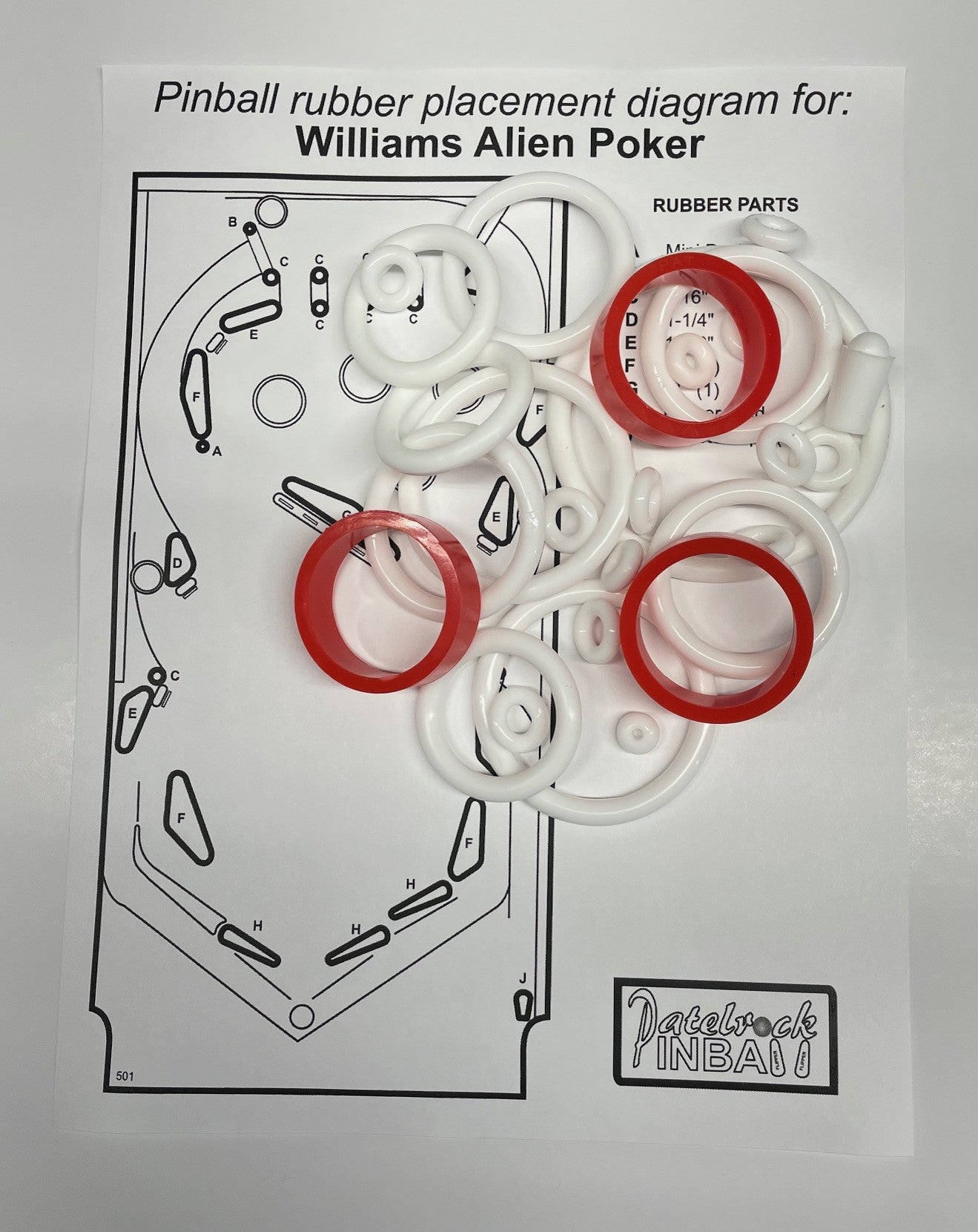 Williams Alien Poker Pinball Machine Rubber Ring Kit