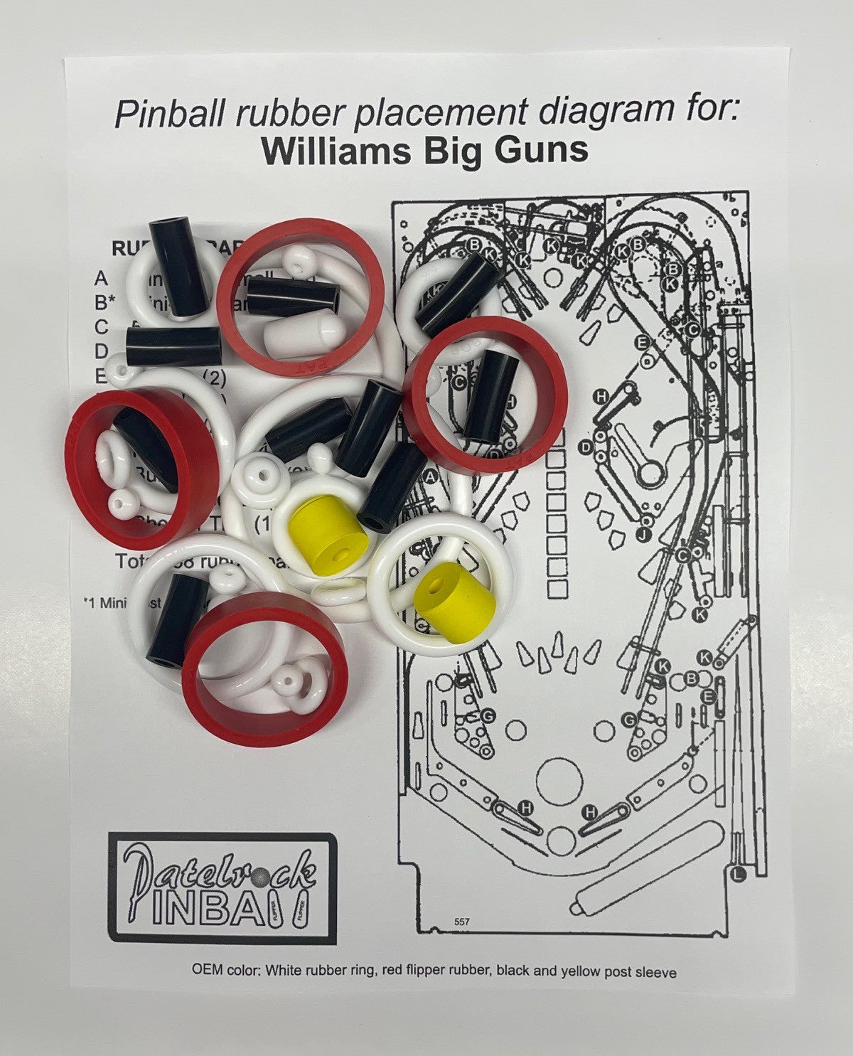 Williams Big Guns Pinball Machine Rubber Ring Kit