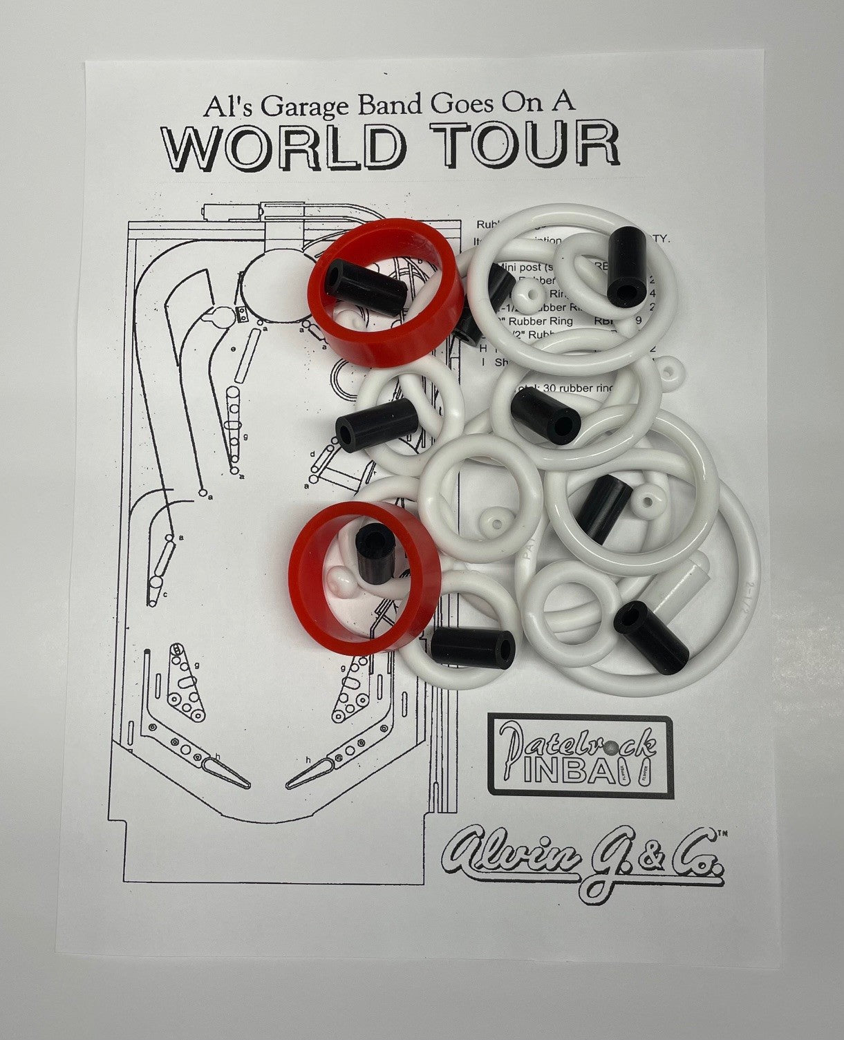 Alvin G.&Co Al's Garage Band On a World Tour Pinball Machine Rubber Ring Kit