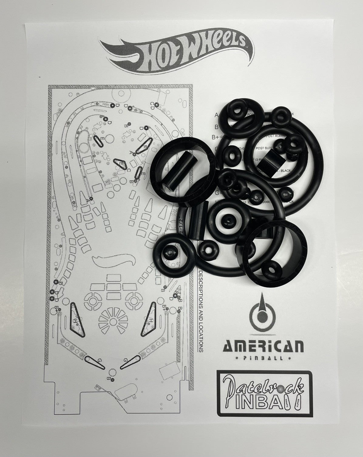 American Pinball Hot Wheels Pinball Machine Rubber Ring Kit