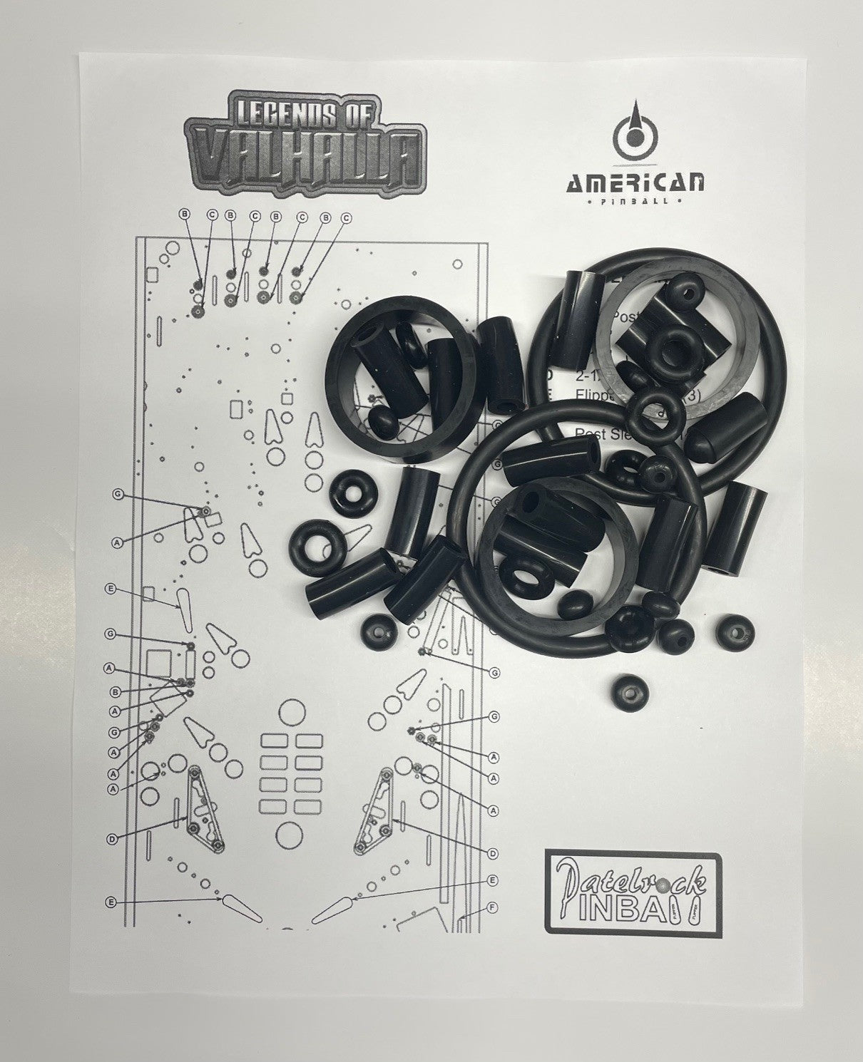 American Pinball Legends of Valhalla Pinball Machine Rubber Ring Kit
