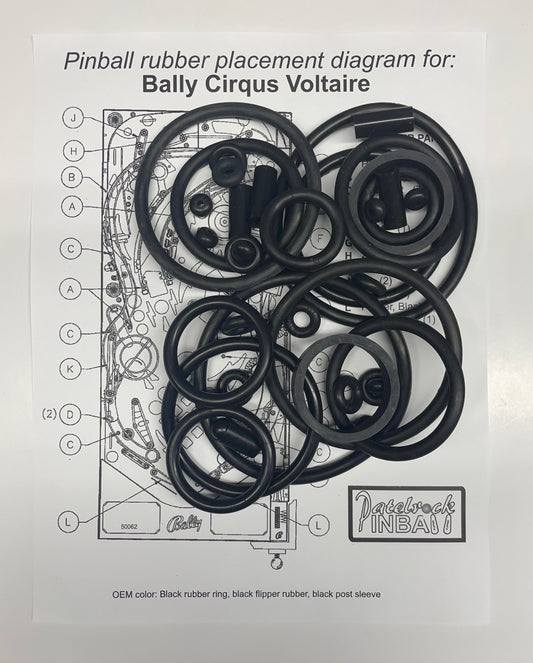 Bally Cirqus Voltaire Pinball Machine Rubber Ring Kit