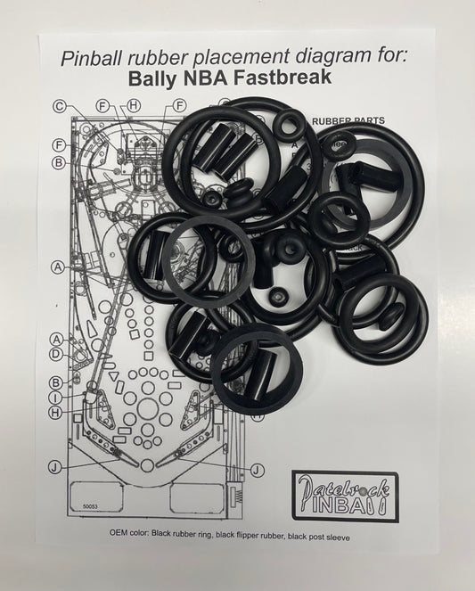 Bally NBA Fastbreak Pinball Machine Rubber Ring Kit