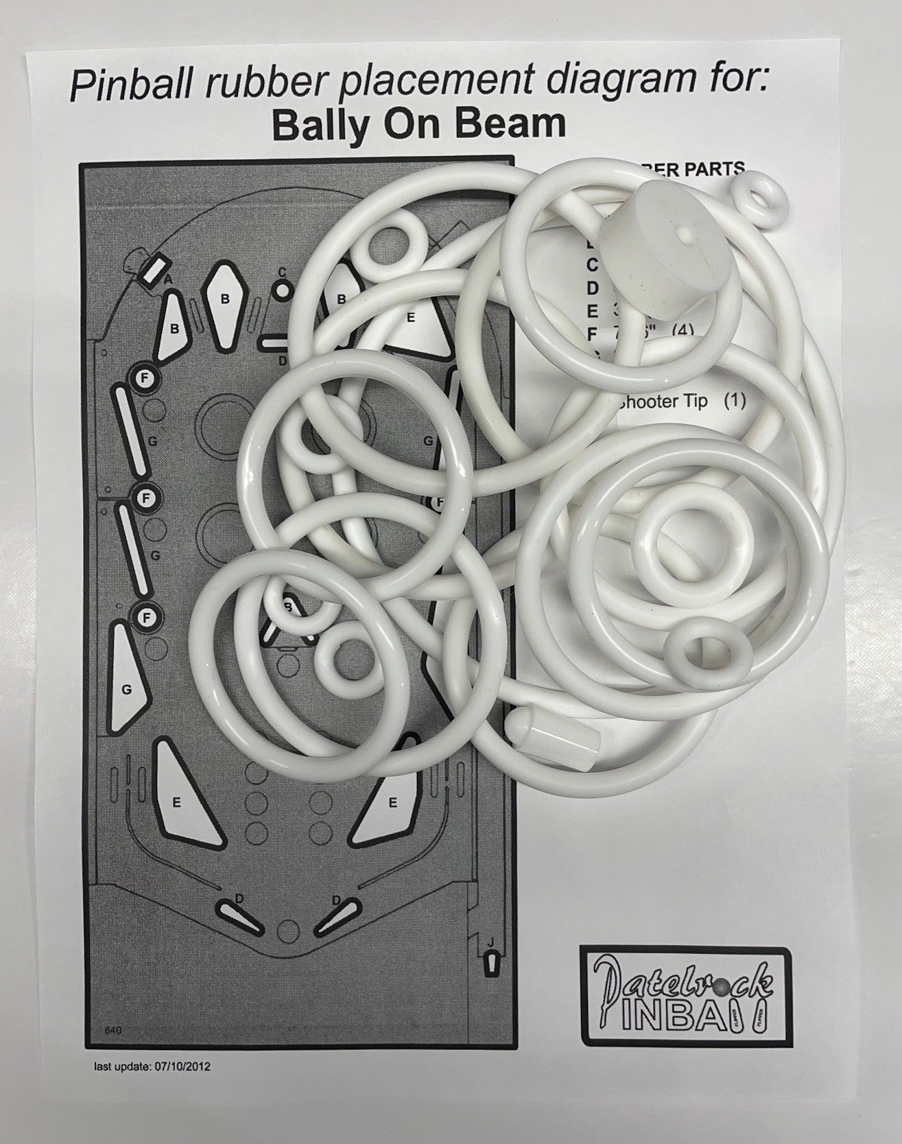 Bally On Beam Pinball Machine Rubber Ring Kit