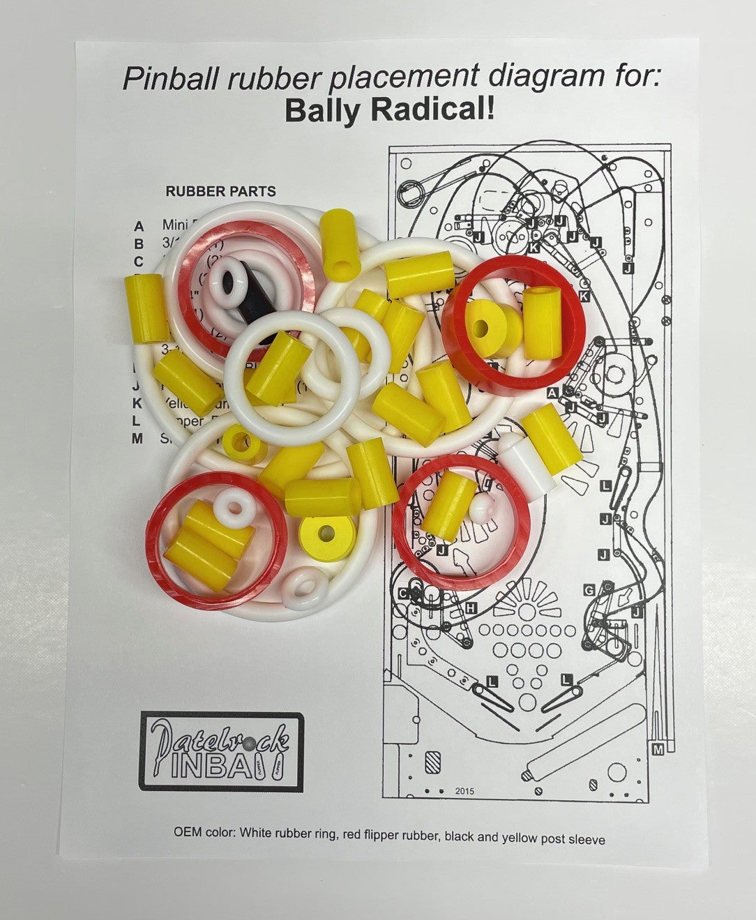 Bally Radical! Pinball Machine Rubber Ring Kit