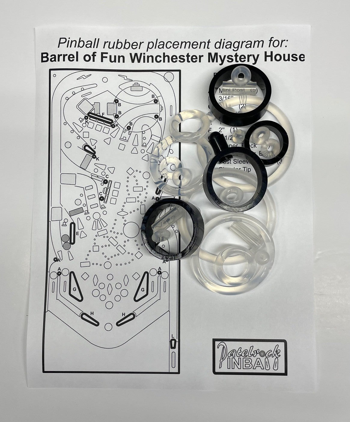 Barrels of Fun Winchester Mystery House Pinball Machine Rubber Ring Kit
