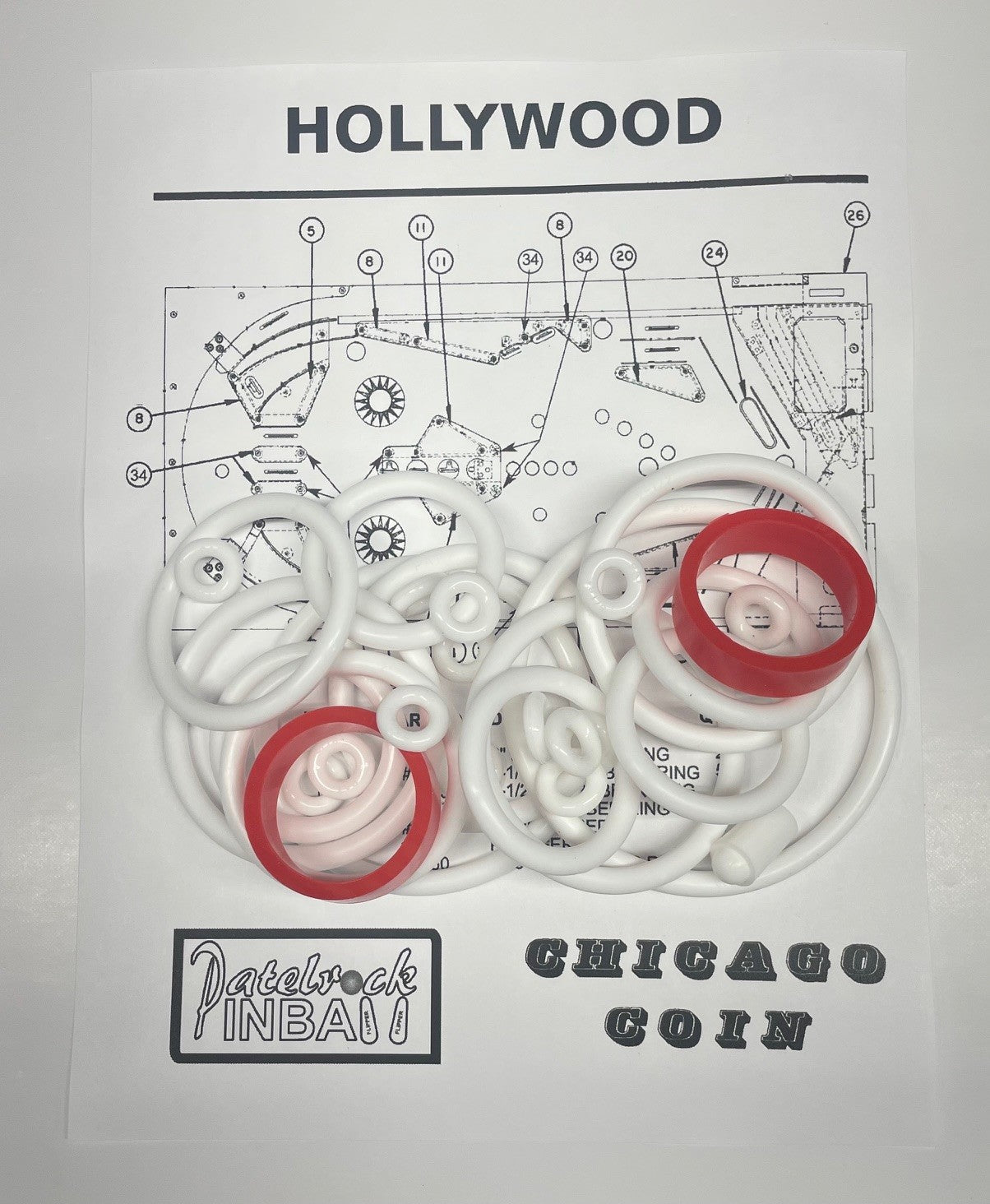 Chicago Coin Hollywood Pinball Machine Rubber Ring Kit
