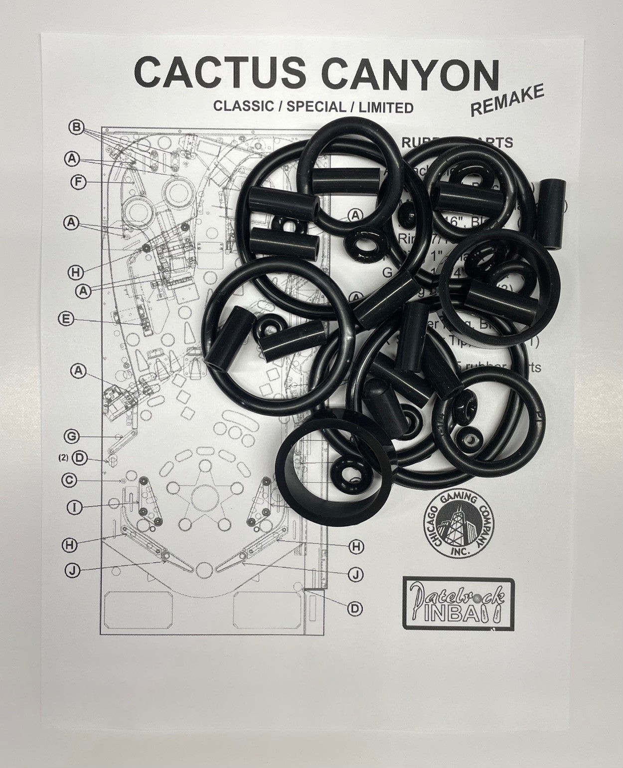 Chicago Gaming Cactus Canyon Remake (all edition) Pinball Machine Rubber Ring Kit