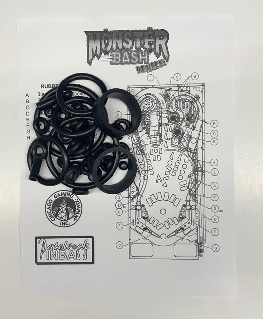 Chicago Gaming Monster Bash Remake (all edition) Pinball Machine Rubber Ring Kit