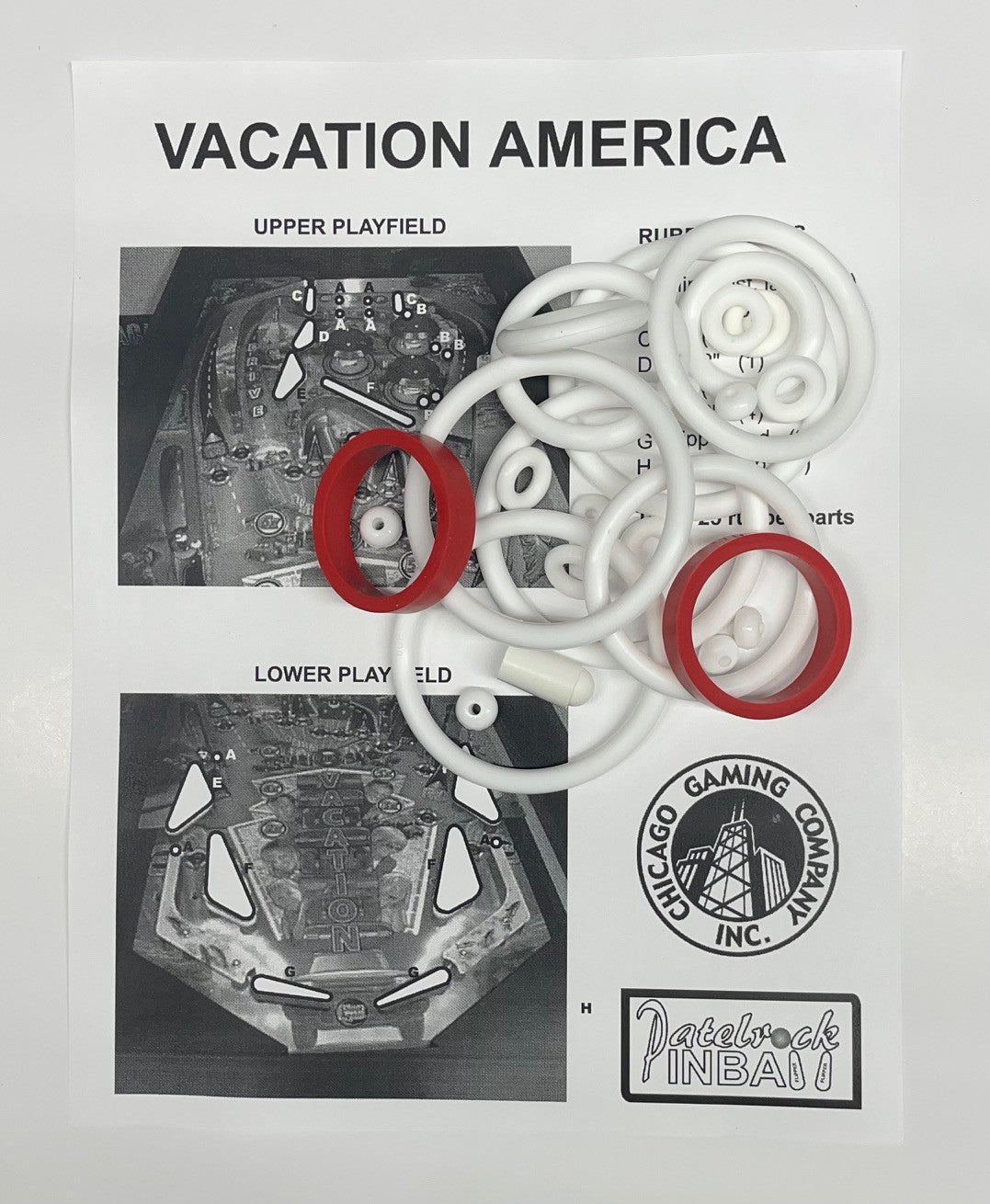 Chicago Gaming Vacation America Pinball Machine Rubber Ring Kit