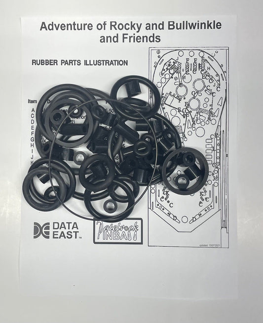 Data East Adventures of Rocky Bullwinkle Pinball Machine Rubber Ring Kit