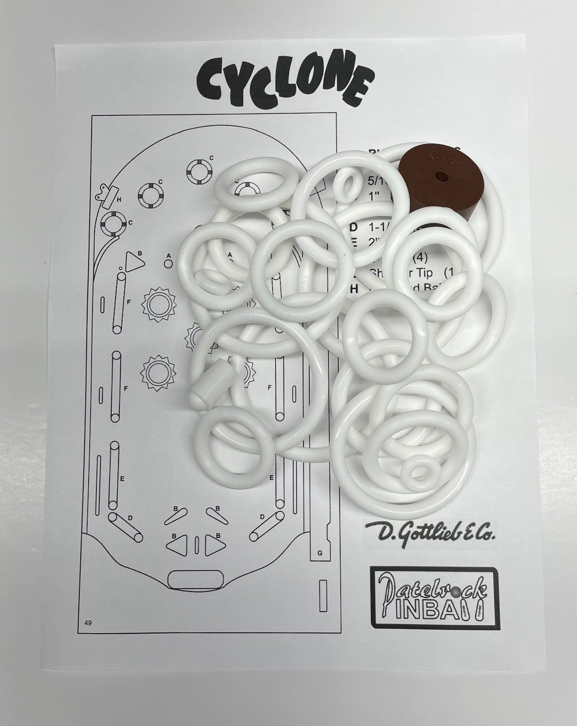 Gottlieb Cyclone Pinball Machine Rubber Ring Kit