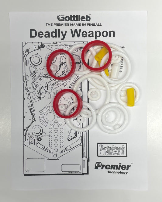 Gottlieb Deadly Weapon Pinball Machine Rubber Ring Kit