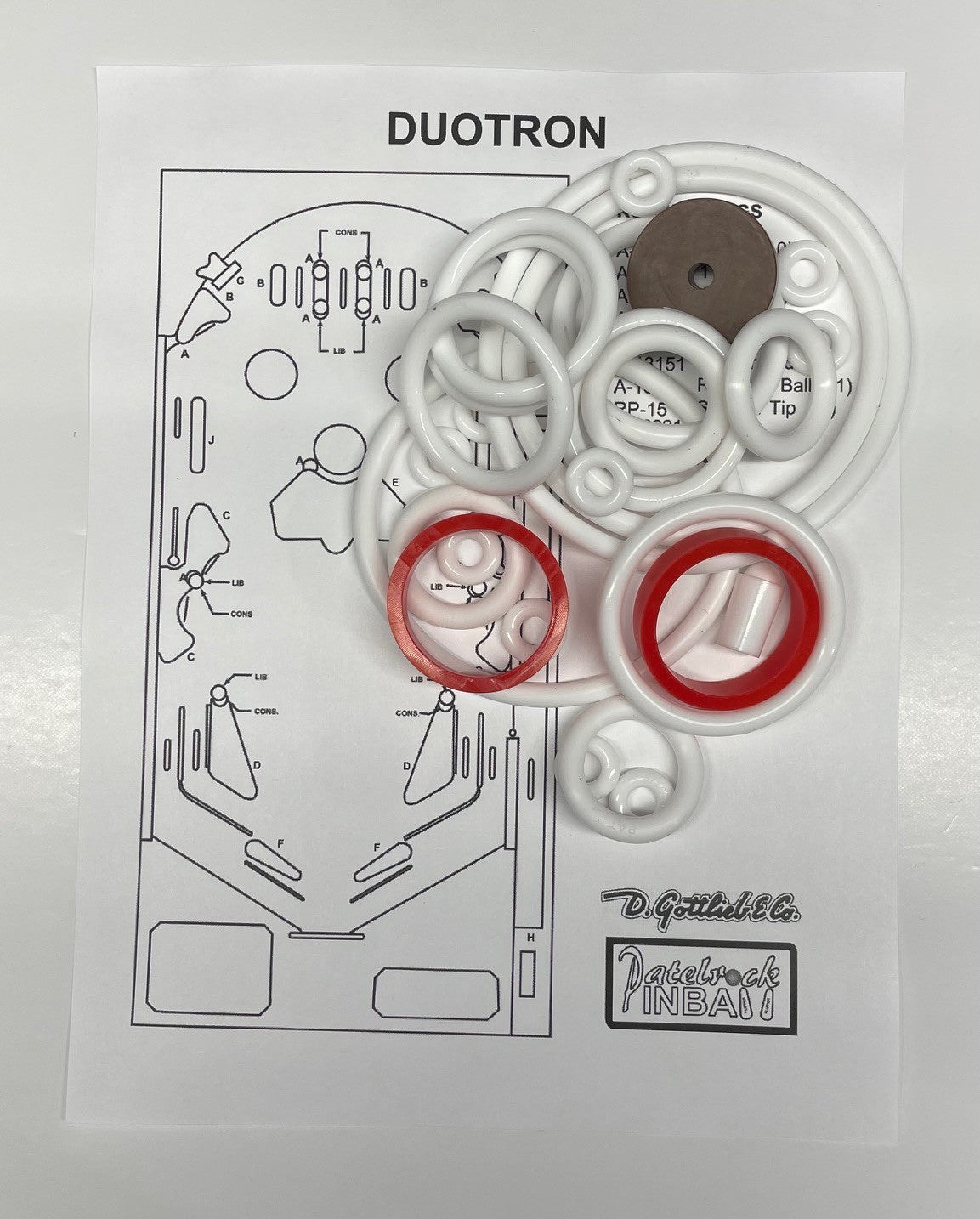 Gottlieb Duotron Pinball Machine Rubber Ring Kit