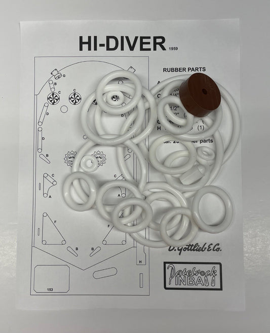 Gottlieb Hi-Diver Pinball Machine Rubber Ring Kit