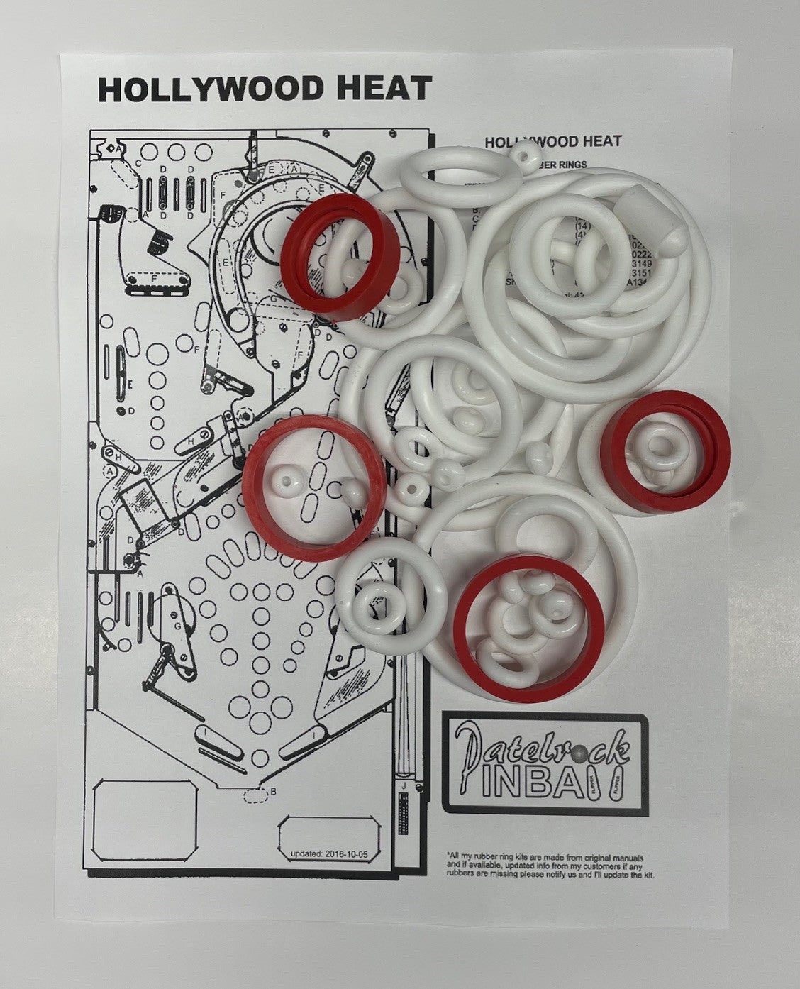 Gottlieb Hollywood Heat Pinball Machine Rubber Ring Kit