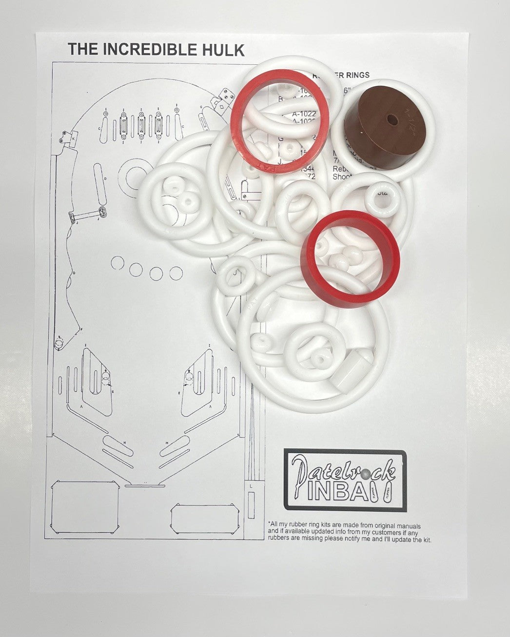 Gottlieb The Incredible Hulk Pinball Machine Rubber Ring Kit