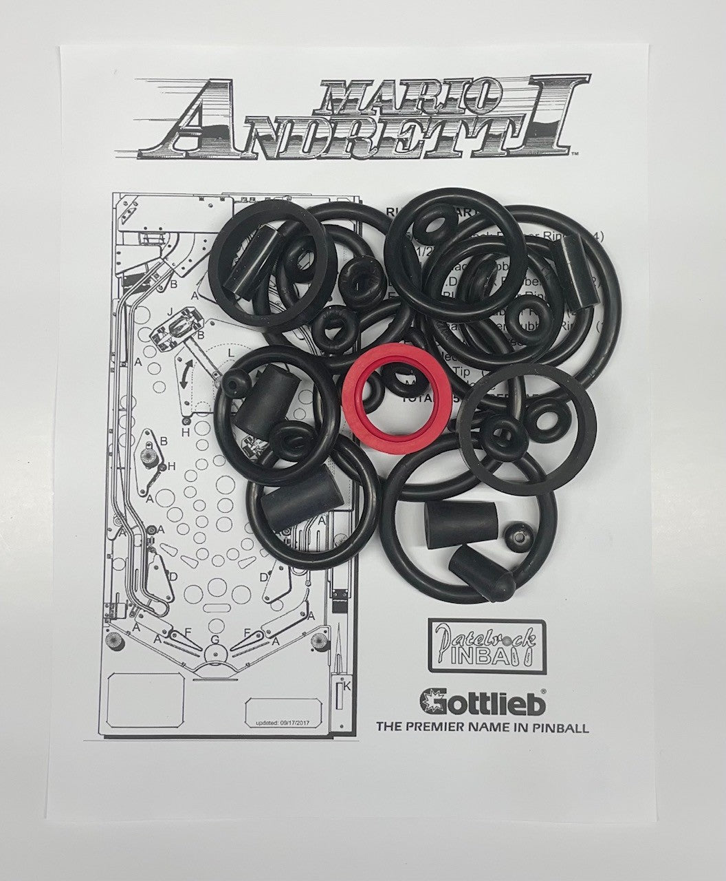 Gottlieb Mario Andretti Pinball Machine Rubber Ring Kit
