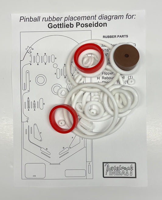 Gottlieb Poseidon Pinball Machine Rubber Ring Kit