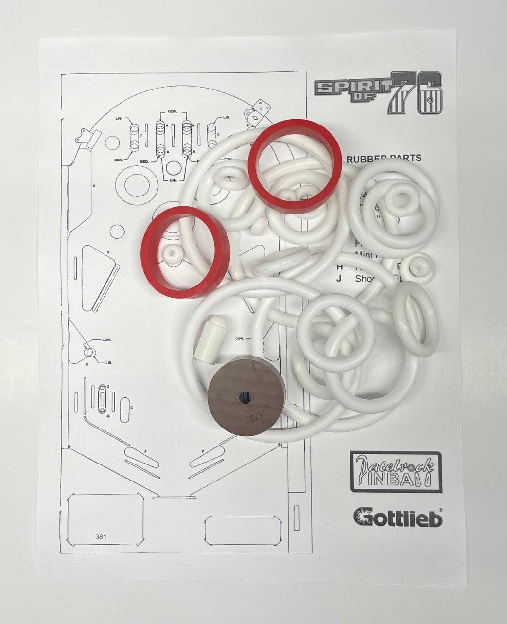 Gottlieb Spirit of 76 Pinball Machine Rubber Ring Kit