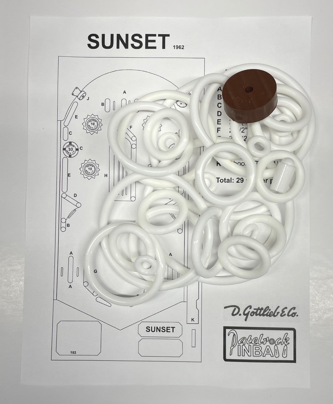 Gottlieb Sunset Pinball Machine Rubber Ring Kit