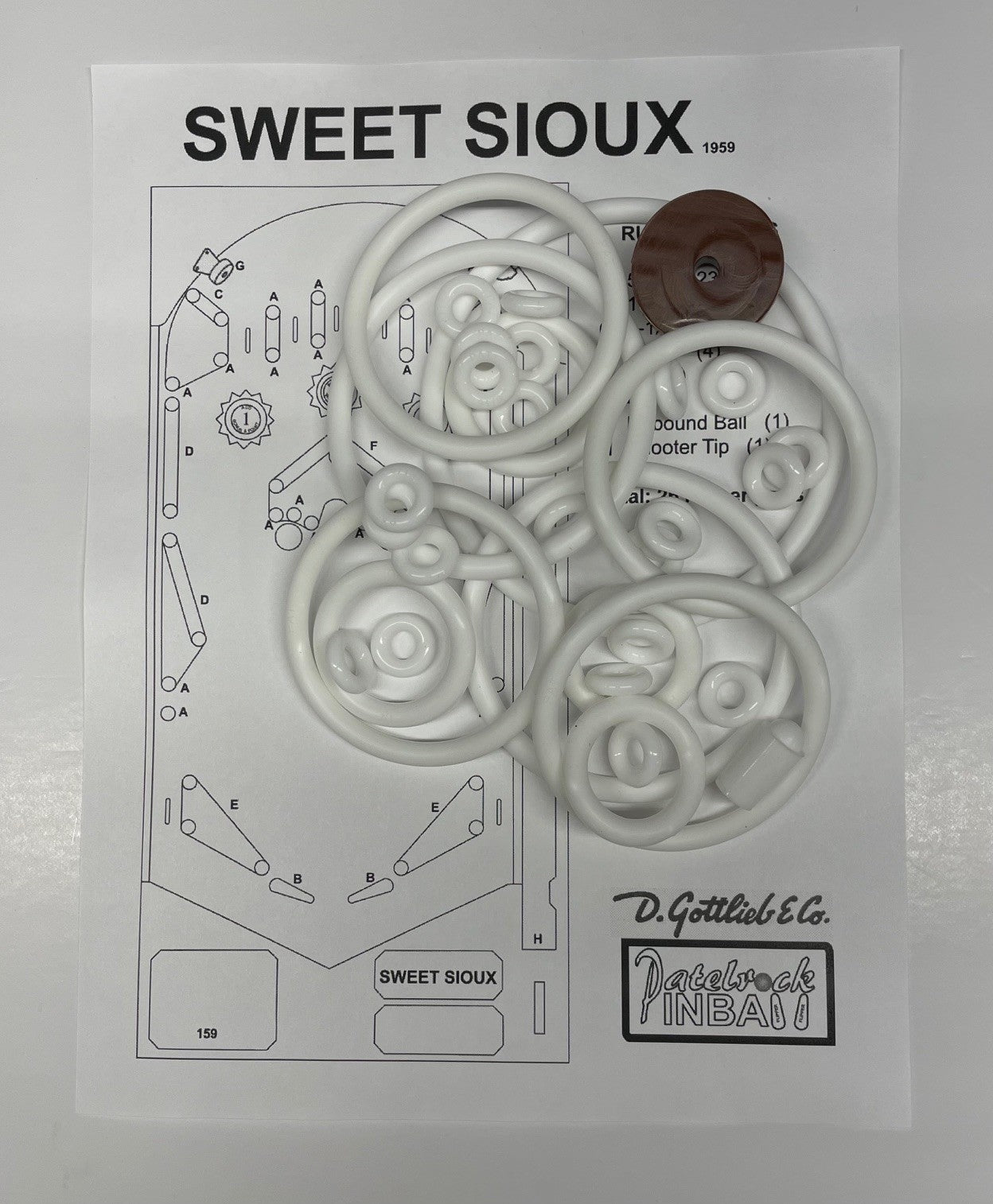 Gottlieb Sweet Sioux Pinball Machine Rubber Ring Kit