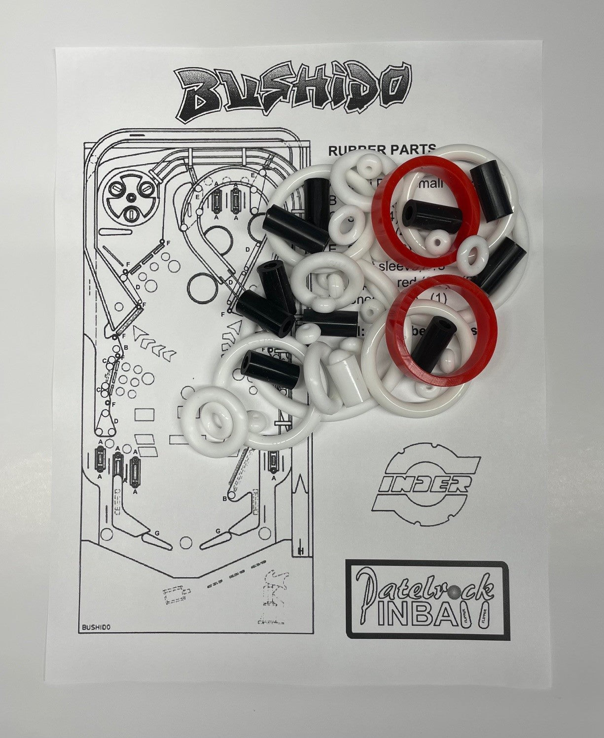 Inder Bushido Pinball Machine Rubber Ring Kit