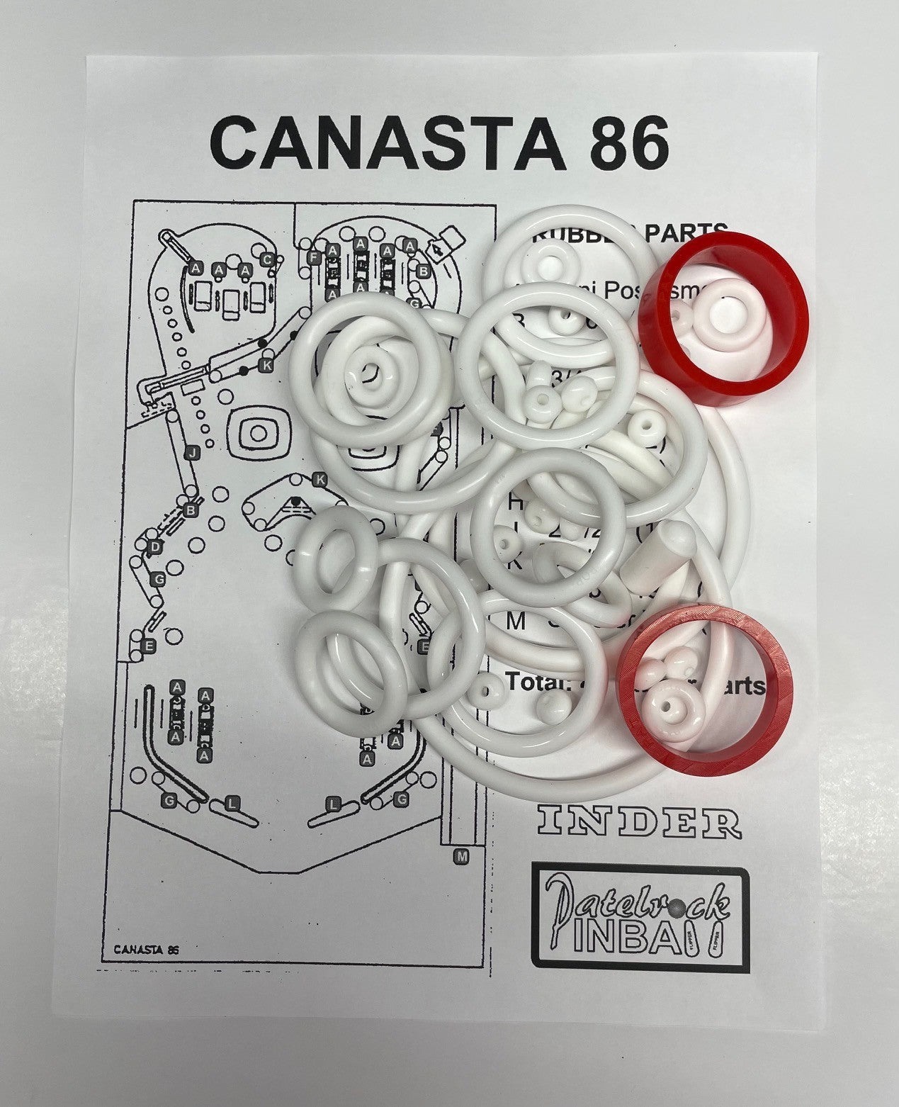 Inder Canasta 86 Pinball Machine Rubber Ring Kit