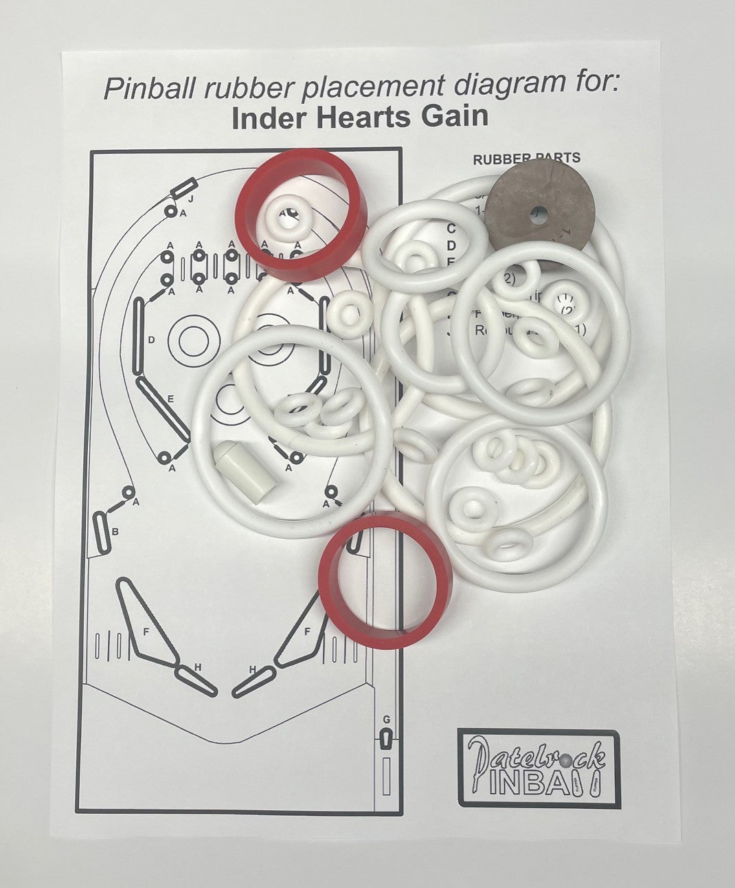 Inder Hearts Gain Pinball Machine Rubber Ring Kit