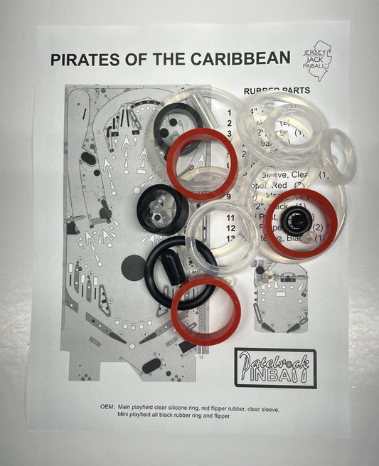 Jersey Jack Pirates of the Caribbbean Standard | Limited | Collector's Edition Pinball Machine Rubber Ring Kit