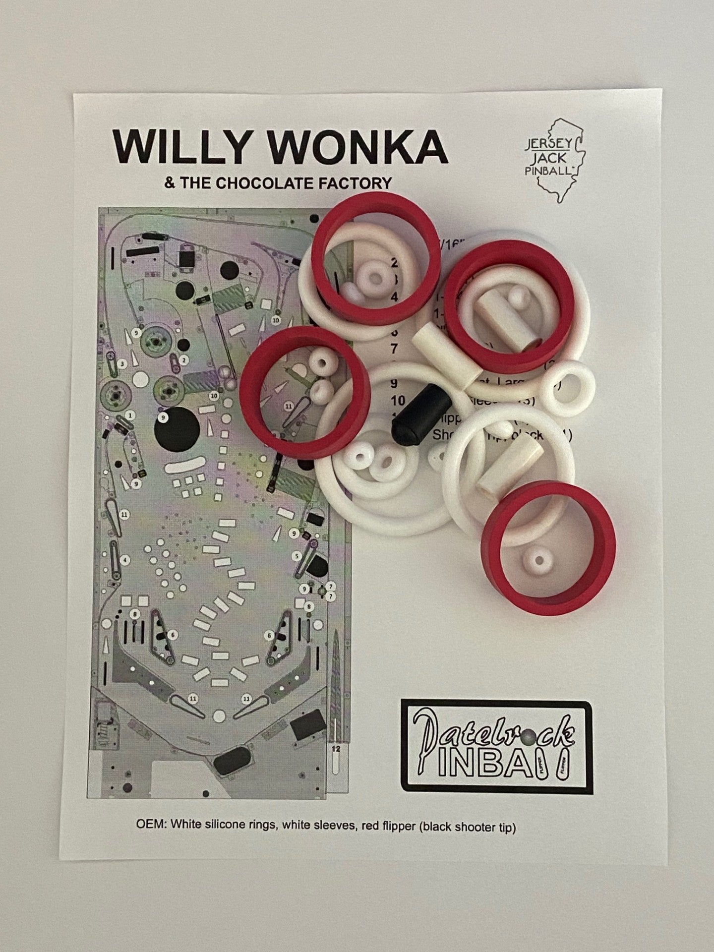 Jersey Jack Willy Wonka & the Chocolate Factory Standard | Collector's | Limited Edition Pinball Machine Rubber Ring Kit