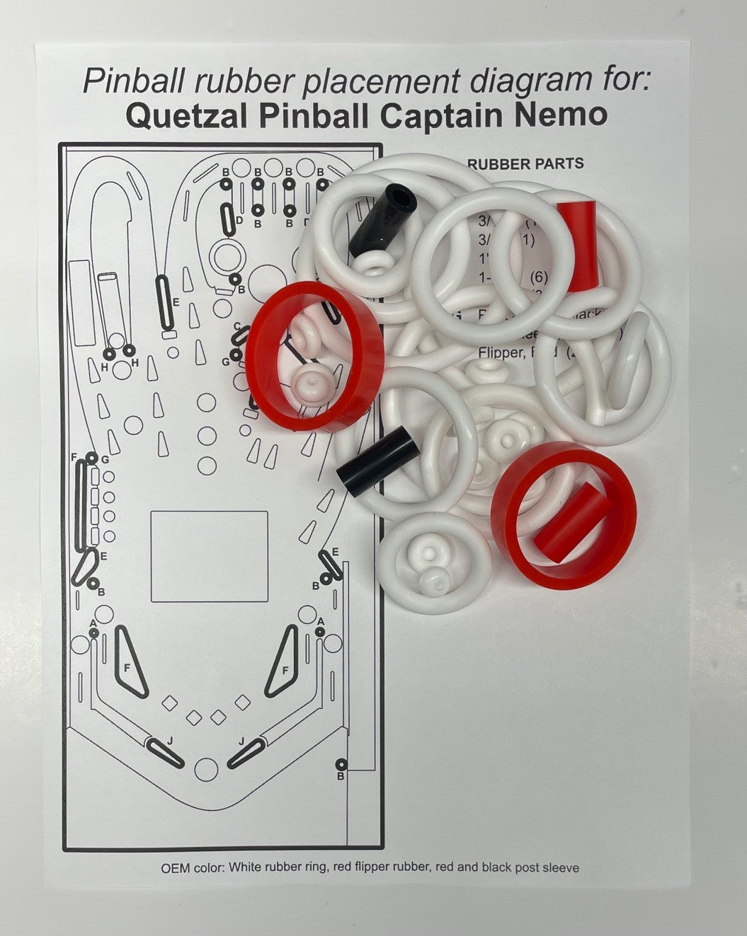 Quetzal Pinball Captain Nemo Pinball Machine Rubber Ring Kit