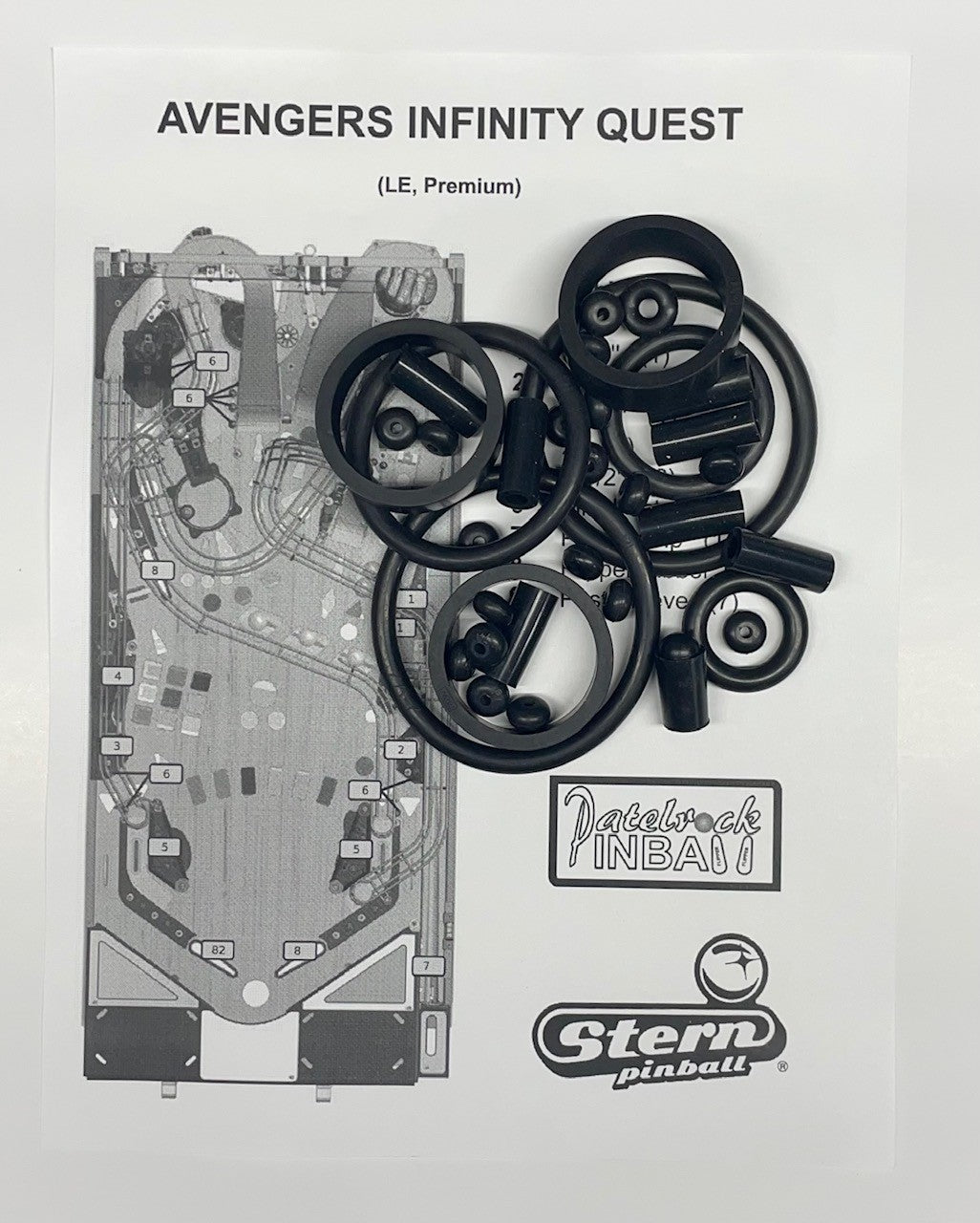 Stern The Avengers Infinity Quest Premium, Limited Edition Pinball Machine Rubber Ring Kit