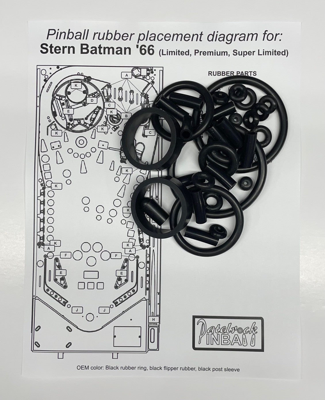 Stern Batman '66 Limited, Premium, Super Limited Pinball Machine Rubber Ring Kit