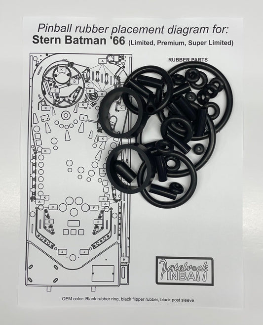 Stern Batman '66 Limited, Premium, Super Limited Pinball Machine Rubber Ring Kit