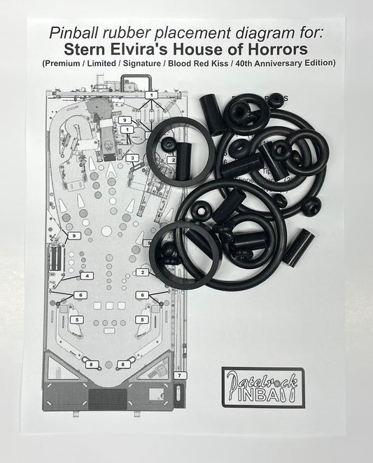 Stern Elvira's House of Horrors (all versions) Pinball Machine Rubber Ring Kit