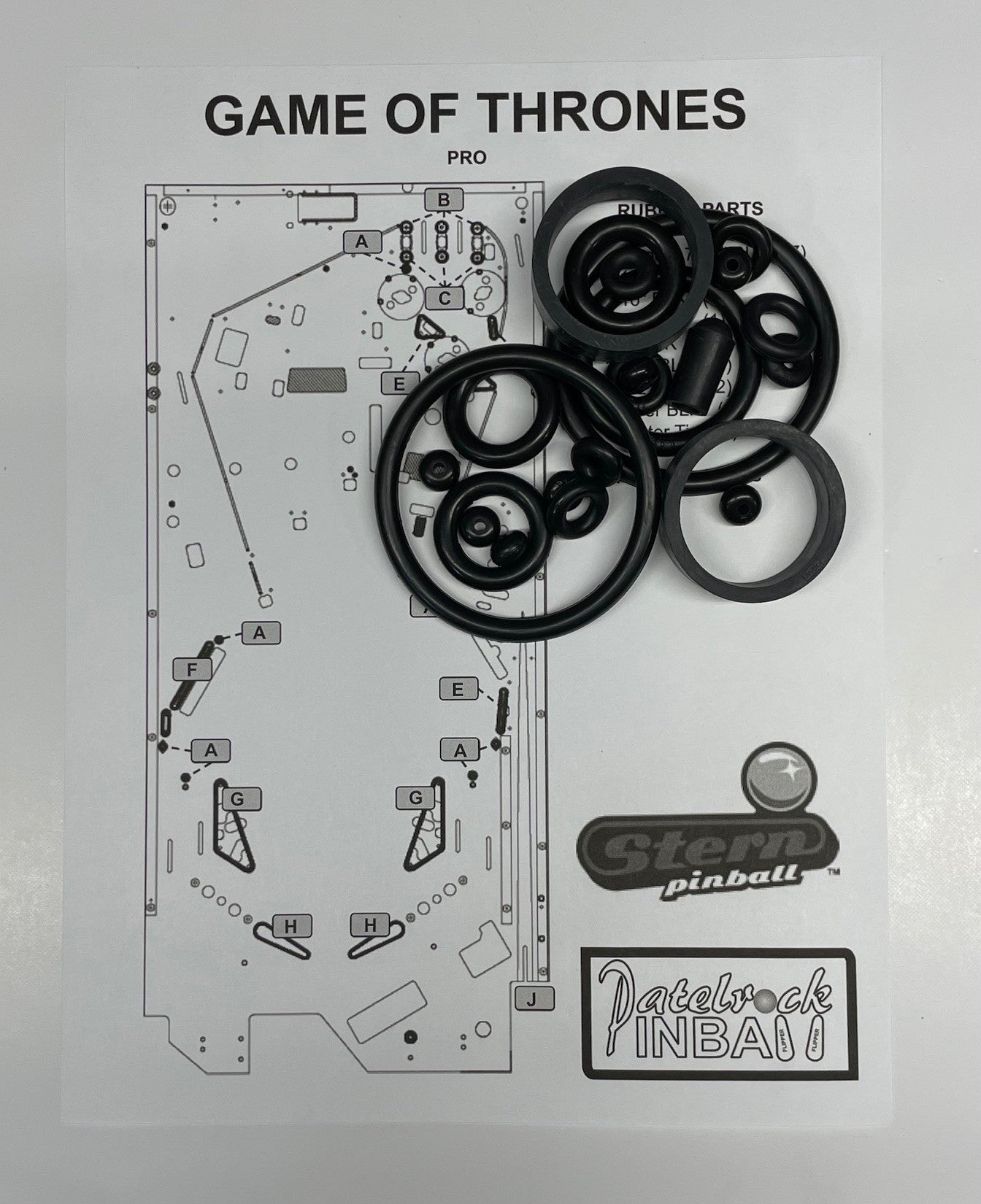 Stern Game of Thrones Pro Pinball Machine Rubber Ring Kit