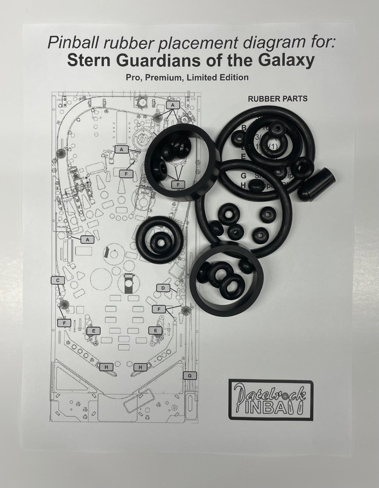 Stern Guardians of The Galaxy Pro | Premium | Limited Edition Pinball Machine Rubber Ring Kit