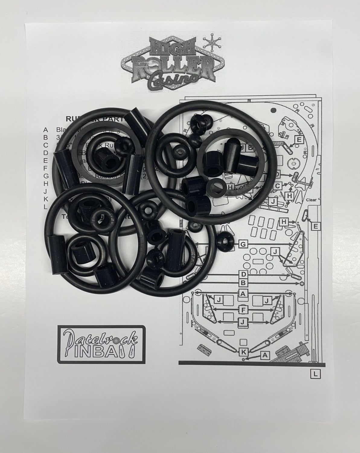 Stern High Roller Casino Pinball Machine Rubber Ring Kit