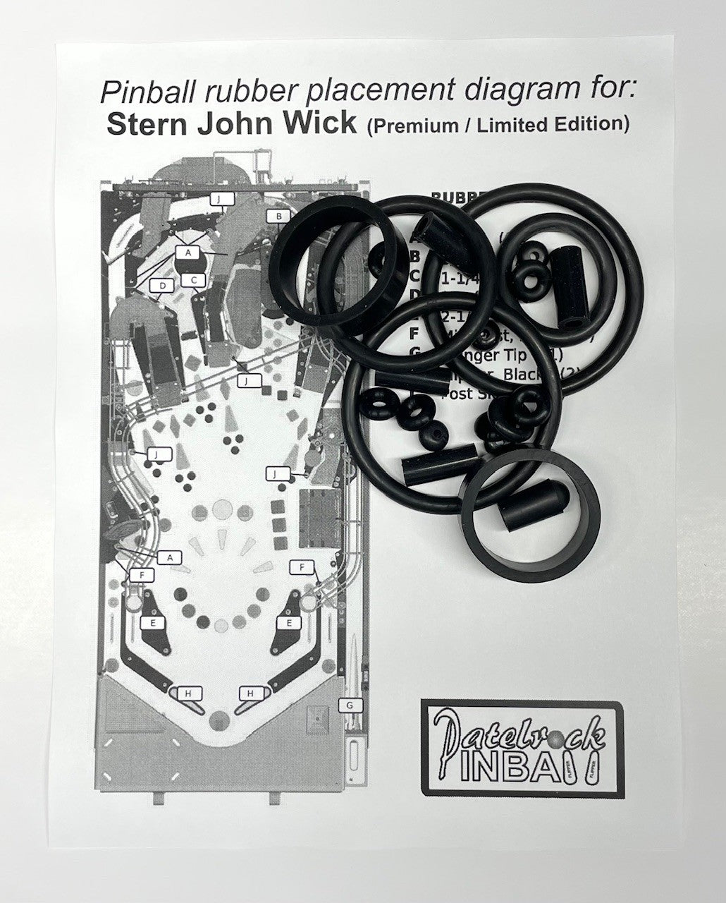 Stern John Wick Premium | Limited Edition Pinball Machine Rubber Ring Kit