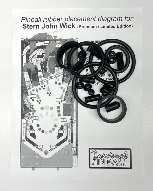 Stern John Wick Premium | Limited Edition Pinball Machine Rubber Ring Kit